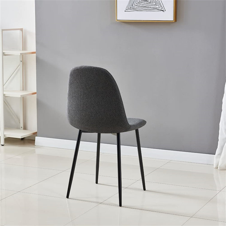 Walnew set of 4 fabric modern best sale armless dining chairs upholstered wood legs gray